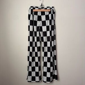 Dressed in LALA Black and White Checkered Wide Leg Pants